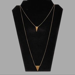 Brass Double Chain Triangle Necklace
